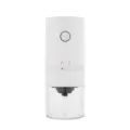 Electric coffee grinder USB rechargeable portable bean mill with clear container white home use - Electric Coffee Grinder in White