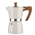 Classic stovetop moka coffee maker with wood grain handle, cream white espresso pot for home. - No. 3 - 150ml / Square Cup Milky White