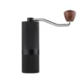 Manual coffee grinder with metal knurled body and wooden handle for fresh daily coffee - New Six-Star / Black