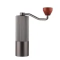 Stainless steel manual coffee grinder with wooden handle, dark grey finish for home kitchen use. - CNC Steel Core + Full Aluminum Body 5-Star Burr / Classic Gunmetal Grey