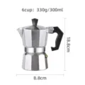 Classic aluminum moka pot 6 cup 300ml espresso maker with ergonomic handle and safety valve. - Aluminum Moka Pot - 6 Cups (300ml)