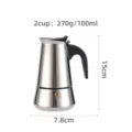 Stainless steel moka pot espresso maker 2 cup capacity 100ml home office coffee tool - Stainless Steel Style, 2 Cups, 100mL