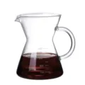 Glass coffee server pour over maker heat resistant coffee pot with scale markings 400ml - 400ml Mug with Semicircular Handle