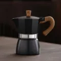 Cafetière italienne noire classique avec poignée effet bois pour expresso maison. - Cafetière Noire