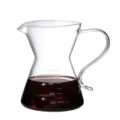 Glass coffee server pour over pot with volume scale markings, clear heat-resistant glass. - 400ml Mug with S-Shaped Handle
