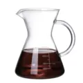 Borosilicate glass coffee server pour over kettle clear measuring pot heat resistant. - 500ml Mug with Semicircular Handle