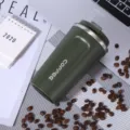 Gobelet a cafe isotherme en acier inoxydable sous vide tasse de voyage pour bureau voiture. - 380ml / Vert