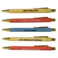 Set of 5 colorful novelty ballpoint pens with funny quote prints, metal clip and smooth writing. - Double Yellow 5-Piece Set (Novelty Text)