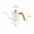 Stainless steel pour over coffee kettle with wooden handle, 350ml gooseneck coffee pot for home use. - 350ml / Upgraded Nordic White Wood Grain Style