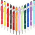 Juego de 12 bolígrafos de colores con frases motivadoras y puntas de lápiz táctil - Serie de Citas Inspiradoras / 12 Piezas