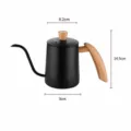 Matte black stainless steel pour over coffee kettle 600ml with wooden handle and lid. - 350ml / Upgraded Classic Black Wood Grain Style