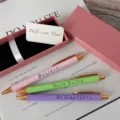 3-piece metal ballpoint pen gift set with glitter finish, pink gift box and inspirational text. - Christian Style