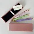 3-pack metal retractable ballpoint pens gift set with pink green purple glitter finish. - Nurse