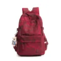 Red camouflage backpack with multi-compartment design, large capacity and cute bear pendant. - Without Pendant / Red