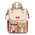 Casual color-blocked large capacity multi-functional backpack for school and daily use. - Brown