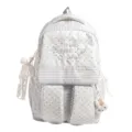 Sac à dos style Harajuku japonais mignon cartable rayé étoilé pour les étudiants - Sans Pendentif / Blanc