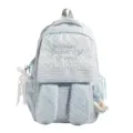 Sac à dos étudiant mignon style Harajuku japonais avec oreilles de lapin et motif étoiles. - Bleu