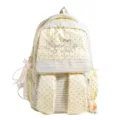 Sac à dos mignon style Harajuku japonais oreilles de lapin rayé étoiles grande capacité cartable - Sans Pendentif / Jaune