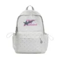 Detailed view of the Japanese style backpack with star pattern and spacious compartments. - Without Pendant / Gray