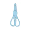 Blue baby food scissors with safety lock and cute flower design for infant meal preparation. - Little Flower Scissors / With Blade Cover (Bagged) / Blue