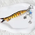Creative articulated fish keychain with ocean charms, cute metal bag pendant for daily use. - Style A - Spotted Yellow Fish