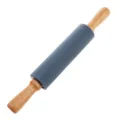 Matterello antiaderente in silicone con manici in legno per cottura dolci utensile cucina - Mattarello / Blu Marino