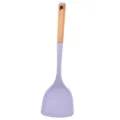 Spatule de cuisine en silicone avec manche en bois antiadhésif ustensile violet - Spatule plate (Manche en bois)