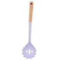 Serviteur à pâtes en silicone violet avec manche en bois, cuillère à spaghetti résistante. - Cuillère à spaghettis (Manche en bois)