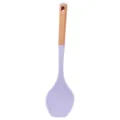 Cuillère de cuisine en silicone avec manche en bois pour poêles antiadhésives, violet. - Cuillère de service (Manche en bois)