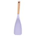 Cuillère à riz en silicone avec manche en bois, spatule de cuisine pour ustensiles antiadhésifs. - Spatule carrée (Manche en bois)