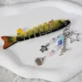Jointed fish keychain with ocean charms and beads, creative backpack pendant accessory. - Style G - Fish Scale Yellow