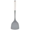 Spatule de cuisine en silicone gris avec manche blanc pour ustensile antiadhésif - Spatule plate (Manche en plastique)