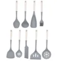 Set d'ustensiles de cuisine en silicone 9 pièces antiadhésif spatule louche pinceau huile - Ensemble avec manches en plastique