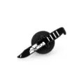 Close-up detail of a dark style black knife enamel pin featuring a romantic kissing couple design. - The Lovers Style