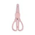Pink stainless steel baby food scissors with safety lock and cute flower design for easy cutting. - Little Flower Scissors / With Blade Cover (Bagged) / Pink
