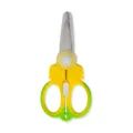 Stainless steel baby food scissors with safety cover, yellow and green handle variant. - Little Duck Scissors / With Blade Cover (Bagged) / Yellow-Green