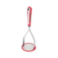Stainless steel potato masher tool with ergonomic red silicone handle for daily kitchen cooking - Potato Masher with TPR Handle