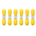 Set of 6 yellow silicone handle stainless steel double corn holders for BBQ kitchen cooking. - Yellow 6-Piece Set (OPP Bag)