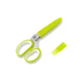 Stainless steel 5-layer kitchen herb scissors with green cover and cleaning brush for food. - Style B Herb Scissors