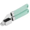 Stainless steel garlic press with ergonomic green handle kitchen tool for easy food prep - Garlic Press