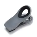 Grey plastic magnetic clip for food bag sealing, fridge memo holder and office document clip. - Gray