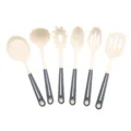Silicone kitchen utensil set of 6 pieces with heat resistant dual color handles for cooking. - 6-Piece Set