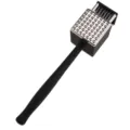 Stainless steel meat tenderizer with black handle and spiked mallet design for kitchen use. - With Meat Needles (Bagged)