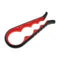 Multi-functional 4-in-1 jar opener, non-slip rubber bottle cap remover for kitchen use. - Black Red