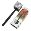 Stainless steel meat tenderizer mallet with box, dual-sided kitchen tool for beef steak. - Without Meat Needles (Boxed)