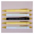 Set of 5 click ballpoint pens with inspiring quote designs, smooth writing metal trim. - Baddie