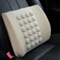 Beige car massage lumbar cushion, ergonomic back support pillow for car seat, comfortable driving. - Beige