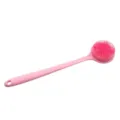 Pink long-handled silicone bath brush, body scrubber and massage brush for daily shower. - Pink