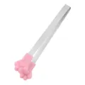 Pinza per ghiaccio in acciaio inossidabile con zampa di gatto in silicone rosa, antiscivolo cucina. - Rosa Tinta Unita