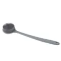 Long handle silicone bath brush for body scrubbing, soft massage bristles in grey color. - Gray